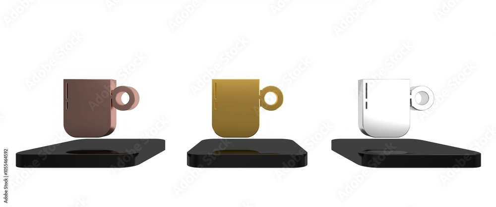 Colorful Coffee cup icon isolated on white background. Tea cup. Hot drink coffee. Minimalism concept. 3D render illustration Colorful Coffee cup icon isolated on white background. Tea cup. Hot drink coffee. Minimalism concept. 3D render illustration