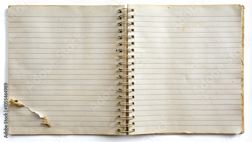 Open Old Spiral Bound Notebook With Lined Paper