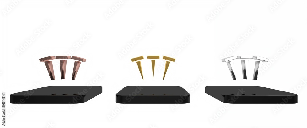 Colorful Metallic nails icon isolated on white background. Minimalism concept. 3D render illustration Colorful Metallic nails icon isolated on white background. Minimalism concept. 3D render illustration