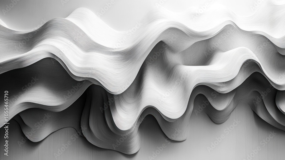 Abstract grayscale waves with layered textures Abstract grayscale waves with layered textures