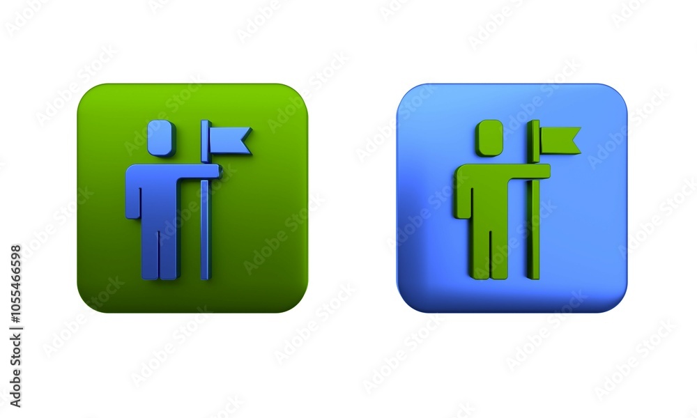 Colorful Leader of a team of executives icon isolated on white background. Square button. 3D render illustration Colorful Leader of a team of executives icon isolated on white background. Square button. 3D render illustration