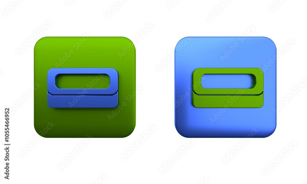 Colorful Bar of soap icon isolated on white background. Soap bar with bubbles. Square button. 3D render illustration Colorful Bar of soap icon isolated on white background. Soap bar with bubbles. Square button. 3D render illustration