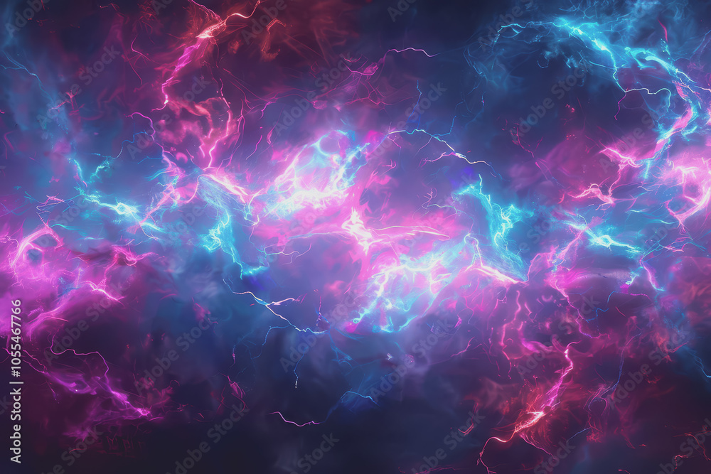 Fototapeta premium Abstract electric background with vibrant purple and blue lightning.