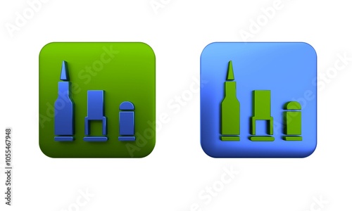 Colorful Bullet icon isolated on white background. Square button. 3D render illustration