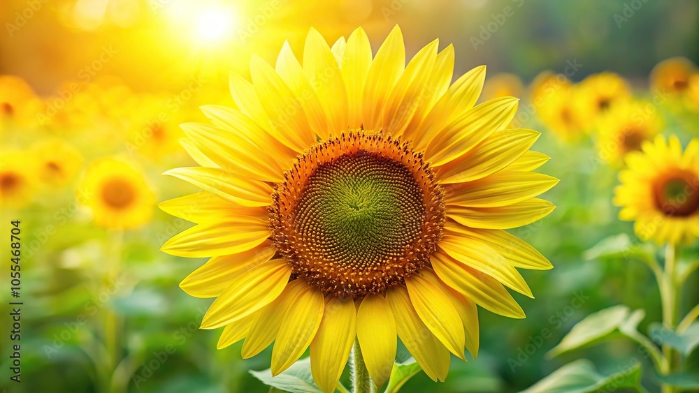 Close-up of a single bright yellow sunflower facing the camera with gentle petals, bright, flower, nature, blossom Close-up of a single bright yellow sunflower facing the camera with gentle petals, bright, flower, nature, blossom