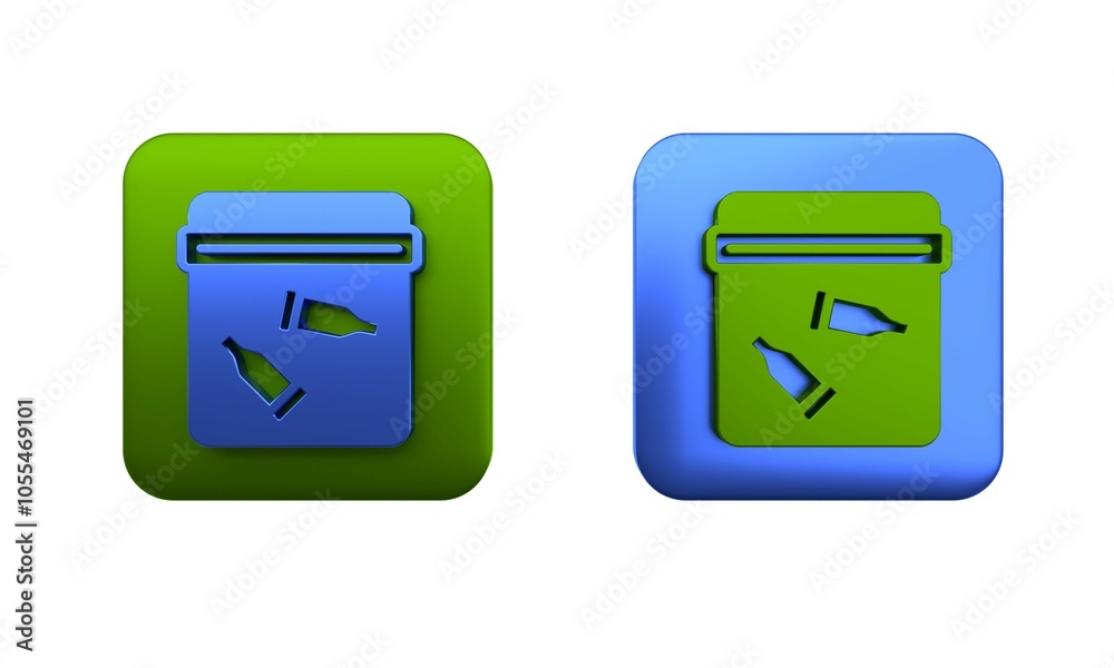 Colorful Evidence bag with bullet icon isolated on white background. Square button. 3D render illustration Colorful Evidence bag with bullet icon isolated on white background. Square button. 3D render illustration