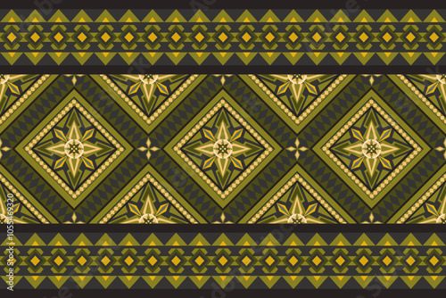 Vintage fabric pattern with yellow green color