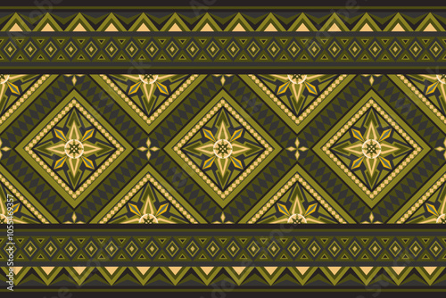Vintage fabric yellow green pattern