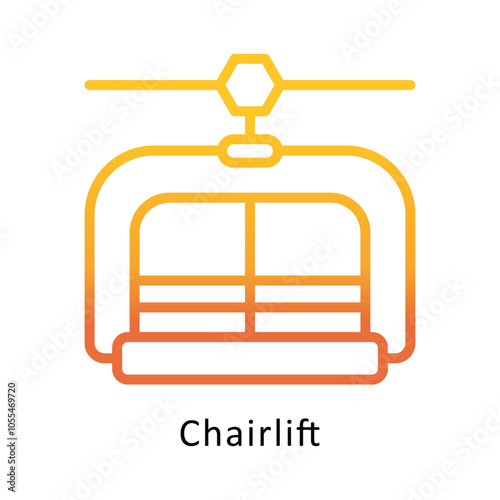 Chairlift Vector Outline Gradient Design icon. Winter Travelling Symbol on White backgroud EPS 10 file