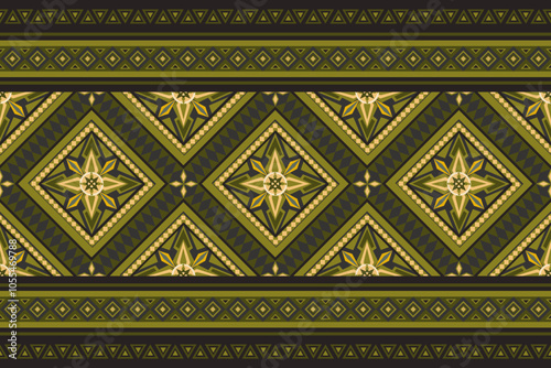 Vintage thai art pattern in green color tone 