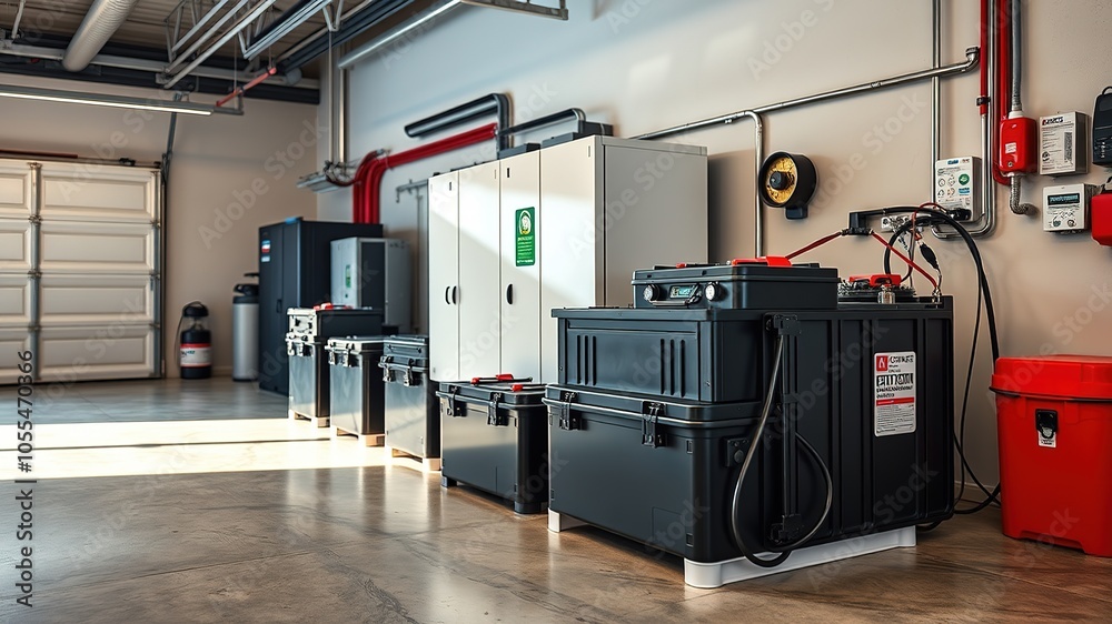 Modern Home Showcases Advanced Renewable Energy Storage Solution with Solar Panels and Batteries