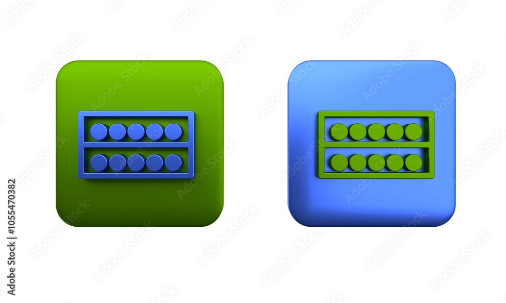 Colorful Billiard balls on a stand icon isolated on white background. Billiard balls on a shelf. Square button. 3D render illustration Colorful Billiard balls on a stand icon isolated on white background. Billiard balls on a shelf. Square button. 3D render illustration
