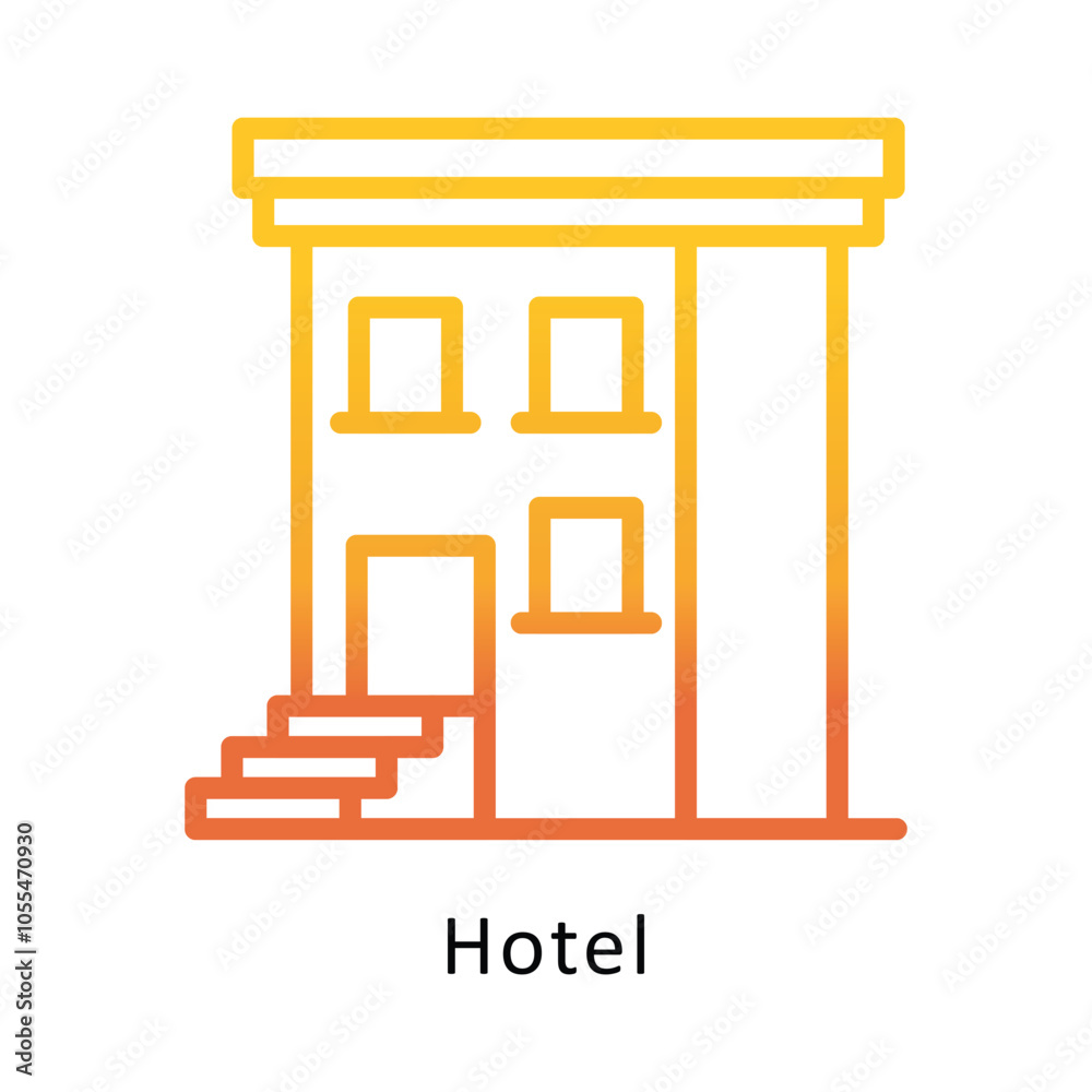 Hotel Vector Outline Gradient Design icon. Winter Travelling Symbol on White backgroud EPS 10 file Hotel Vector Outline Gradient Design icon. Winter Travelling Symbol on White backgroud EPS 10 file