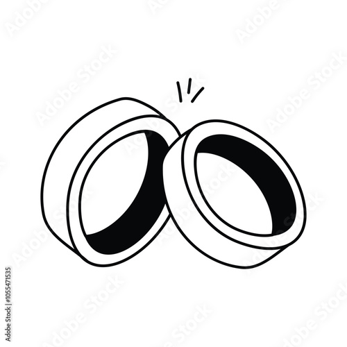 Elegant design of simple rings, isolated on white background