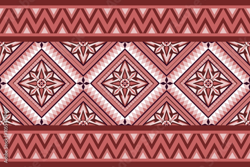 Vintage fabric in red pink seamless pattern