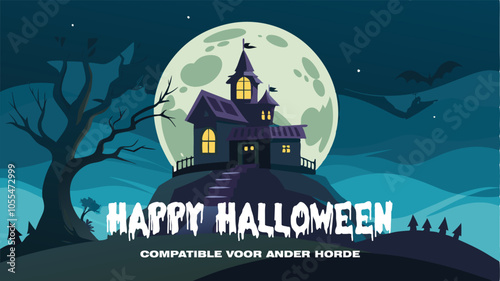 Halloween background with house vector illustration