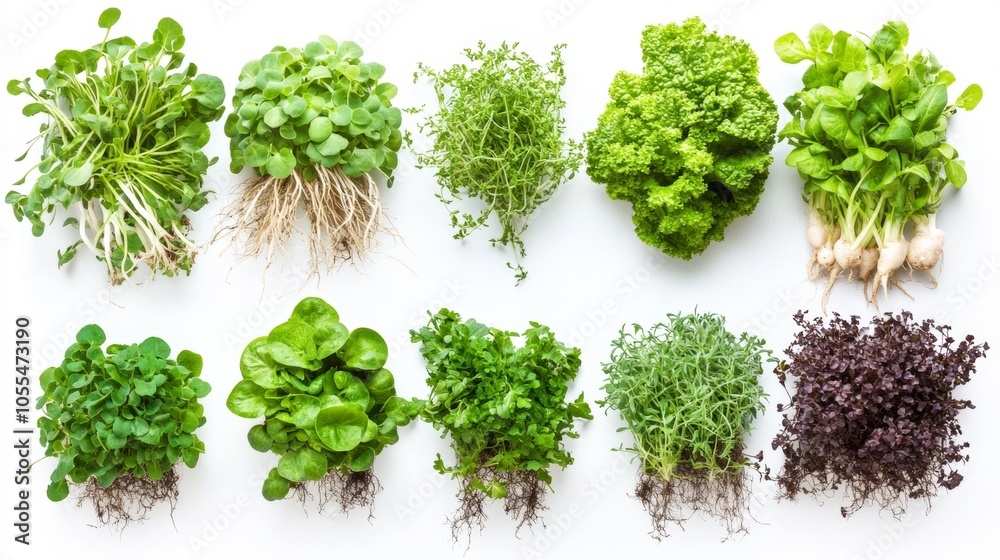 Fresh green herbs, white isolate background Fresh green herbs, white isolate background