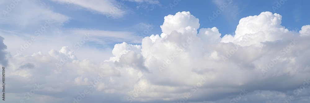 White cumulus cloud formation in clear blue sky, weather, scenery, background White cumulus cloud formation in clear blue sky, weather, scenery, background