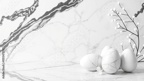 White marble pattern on black Easter egg with elegant and sophisticated design, elegant, stylish, white photo