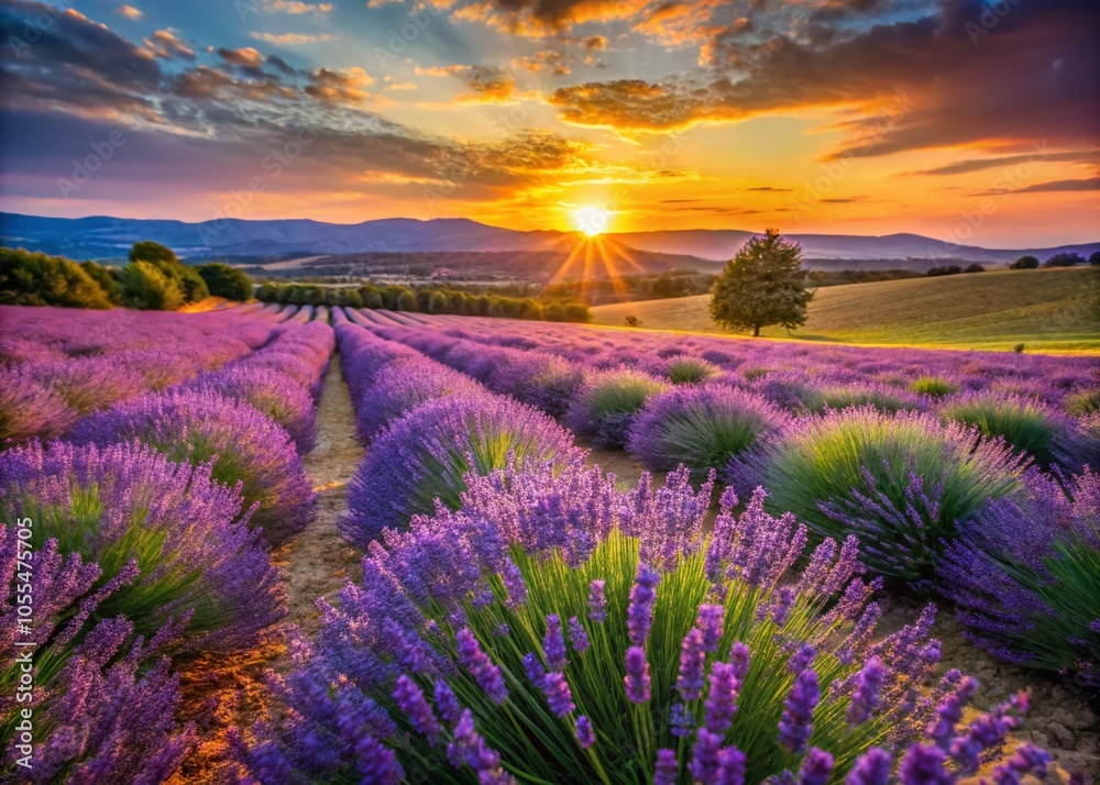 Obraz premium Lavender Fields in Provence: A Stunning Display of Nature's Beauty and Serenity