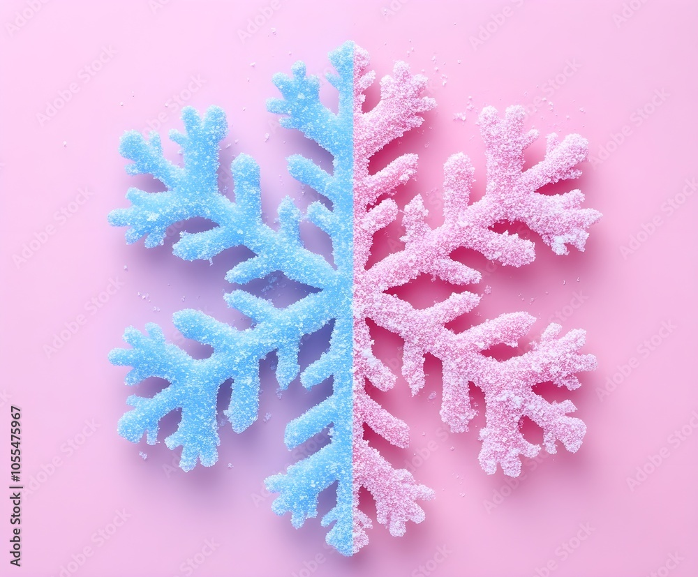 Naklejka premium Minimalist snowflakes on a plain background, soft pastel shades