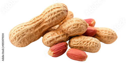 Peanuts in shells, isolated on a white background, healthy snack concept. Transparent background