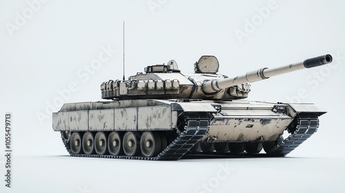 A tank with camouflage paint isolated on a white background. photo