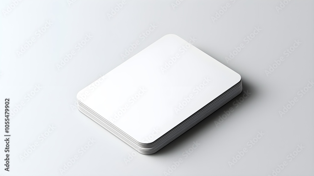 Stack of blank white cards on a minimalist surface Stack of blank white cards on a minimalist surface