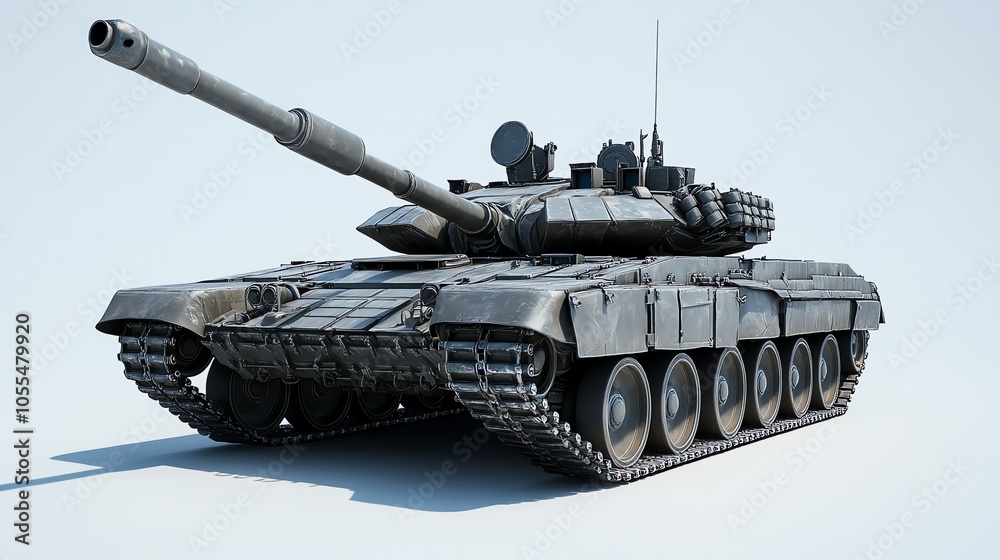 A military tank isolated on a white background. A military tank isolated on a white background.