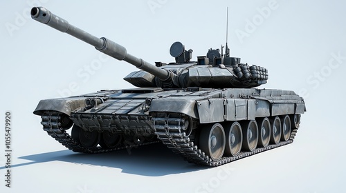 A military tank isolated on a white background. photo