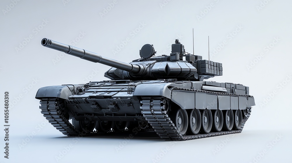 A tank with camouflage paint isolated on a white background. A tank with camouflage paint isolated on a white background.
