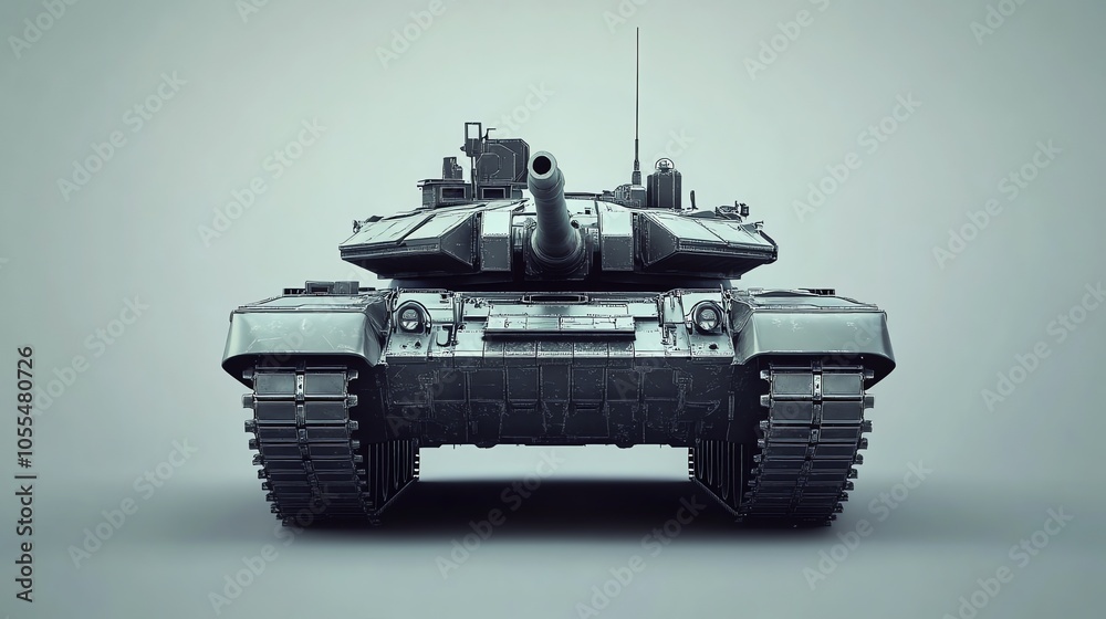 A military tank isolated on a gray background. A military tank isolated on a gray background.