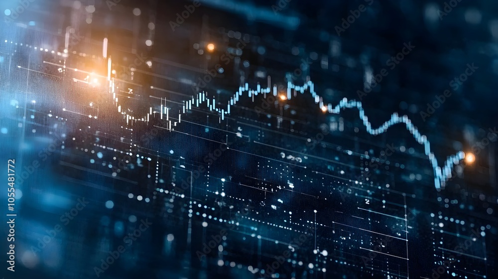 Abstract digital financial data visualization with graphs Abstract digital financial data visualization with graphs