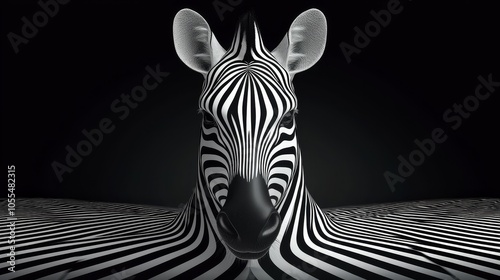 Bold black and white zebra stripes with sharp irregular edges, forming a dynamic, organic pattern with strong contrasts. Zebra-inspired pattern, Wild organic design photo