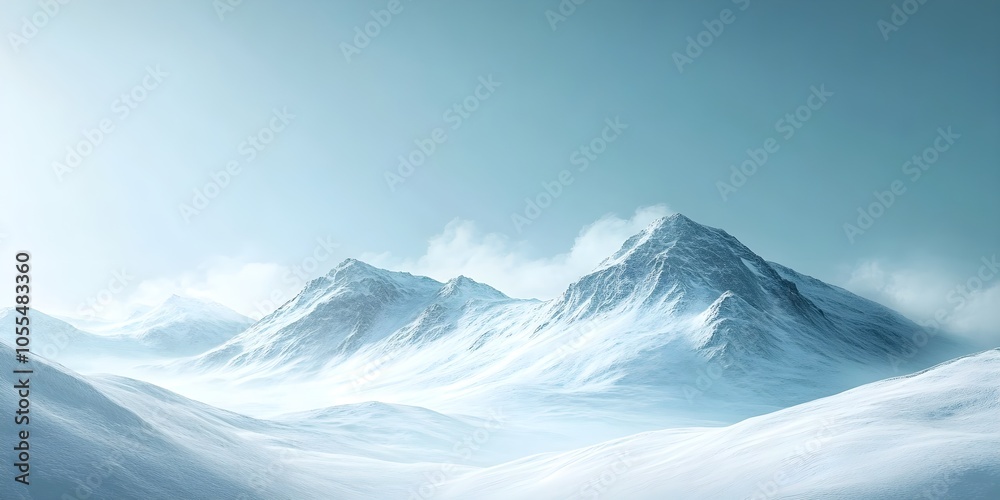 Snow covered hills under a blue sky, bright white snow, clear visibility Snow covered hills under a blue sky, bright white snow, clear visibility