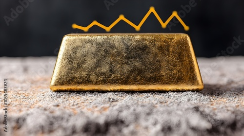 Gold bar with rising graph symbolizing financial growth photo