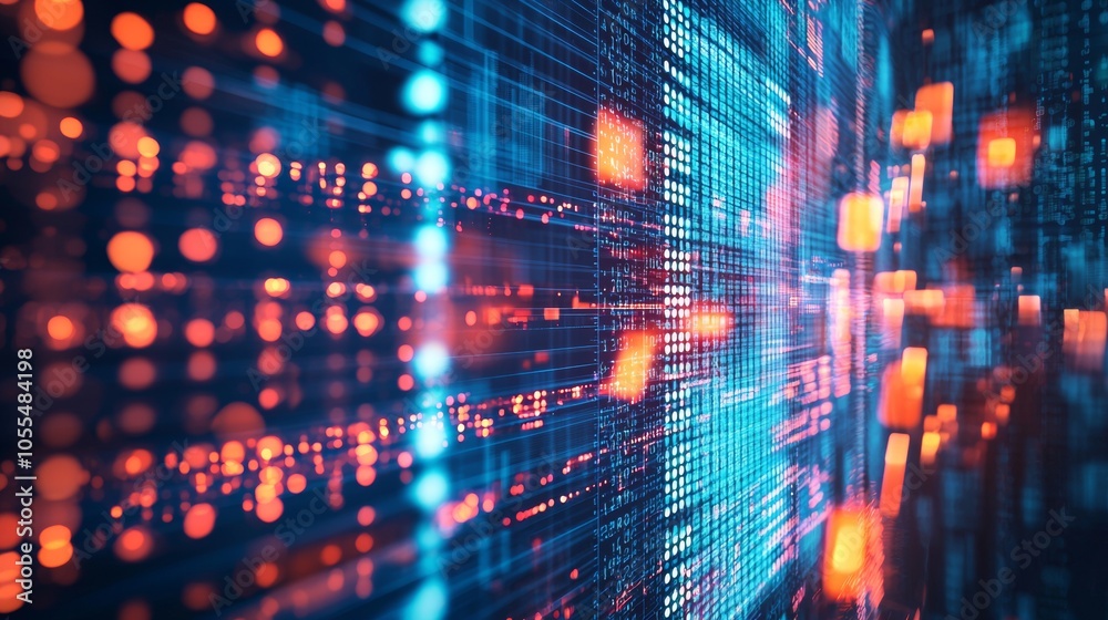 Abstract display of digital data on a glowing screen Abstract display of digital data on a glowing screen
