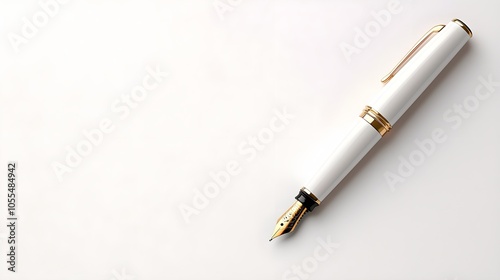 Elegant white fountain pen on a clean surface photo