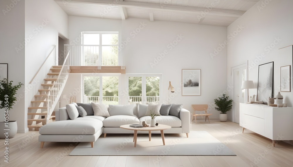 Fototapeta premium Photo modern style interior room 3d illustration