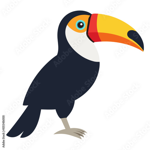 Toucan, tropical bird, trendy flat style isolated. Vector illustration