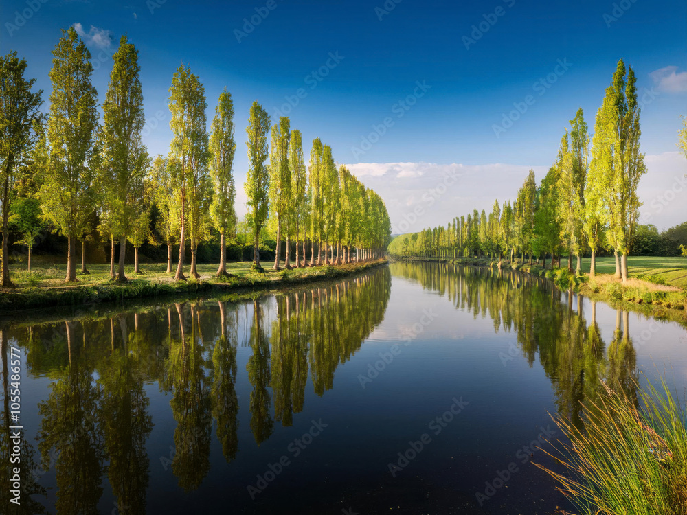 Fototapeta premium trees and reflection in water
