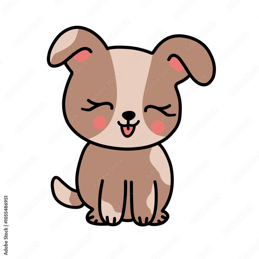Cute puppy simple cartoon doodle illustration, smiling with happy expression Cute puppy simple cartoon doodle illustration, smiling with happy expression
