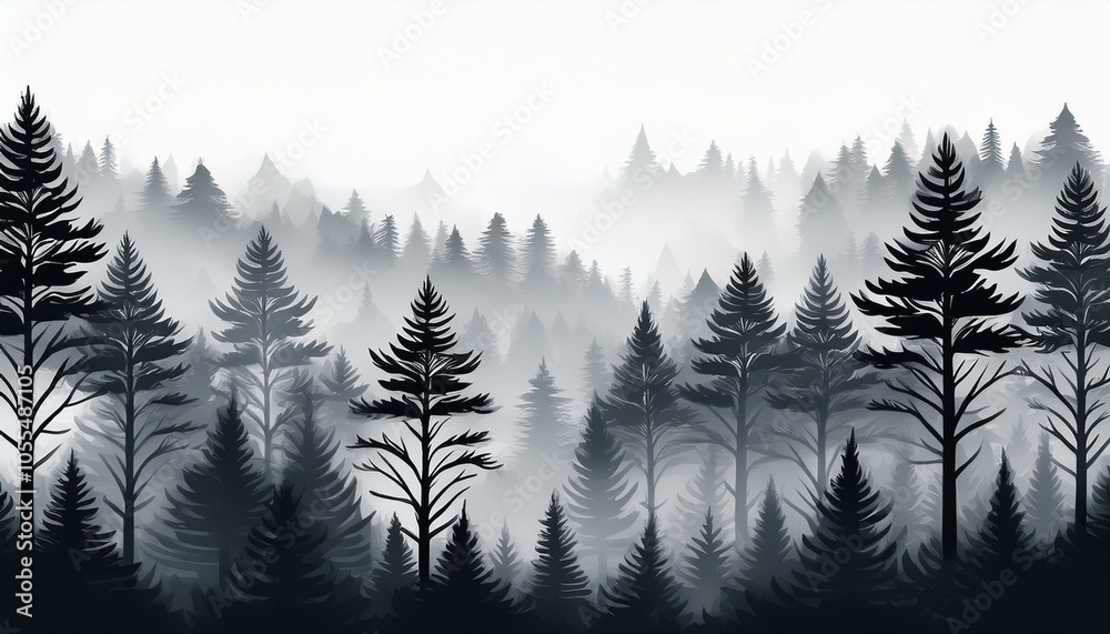 Obraz premium 霧に包まれた森forest shrouded in fog