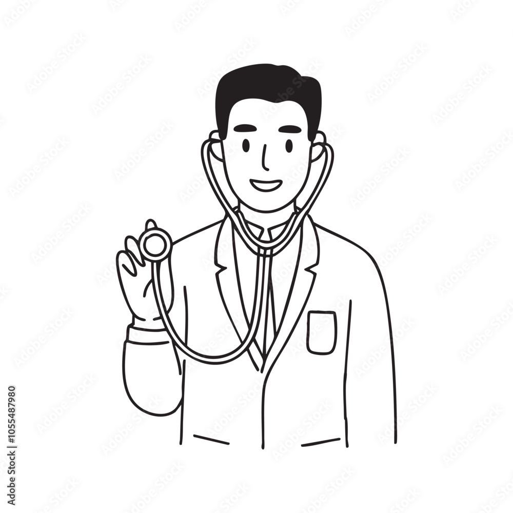 Male Doctor holding a stethoscope with hand Male Doctor holding a stethoscope with hand