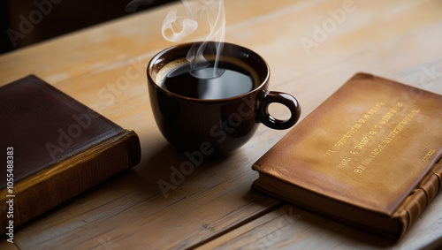 Wallpaper Mural a cup of coffee and a book Torontodigital.ca