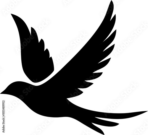 Illustration of the silhouette of a flying dove