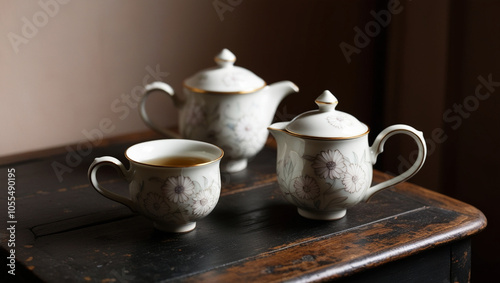 Wallpaper Mural a set of tea cups and pots Torontodigital.ca