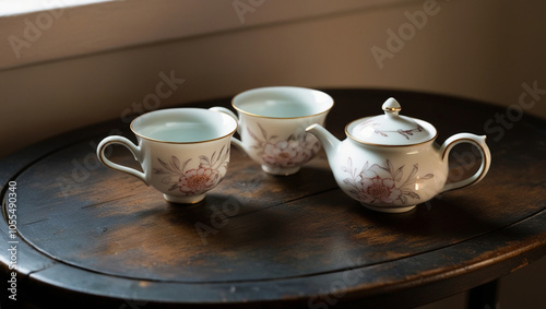 Wallpaper Mural a set of tea cups and pots Torontodigital.ca