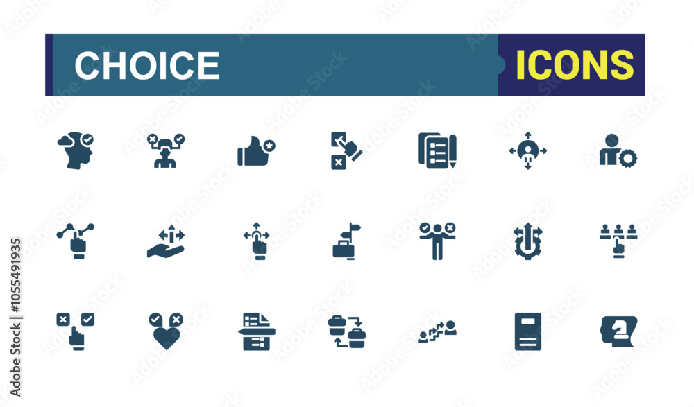Set of Choice solid icons. Contains related to concept, count, favorite, check, political, ballot, decision, buttons. Minimal filled icons. Vector illustration. Set of Choice solid icons. Contains related to concept, count, favorite, check, political, ballot, decision, buttons. Minimal filled icons. Vector illustration.