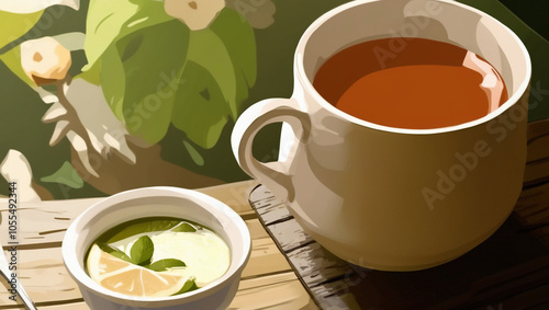 Wallpaper Mural a cup of tea and a book Torontodigital.ca